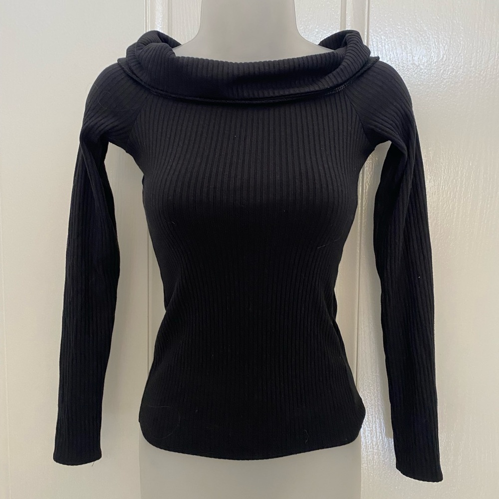 Abercrombie & Fitch Black Ribbed Long Sleeve Top Sz XS